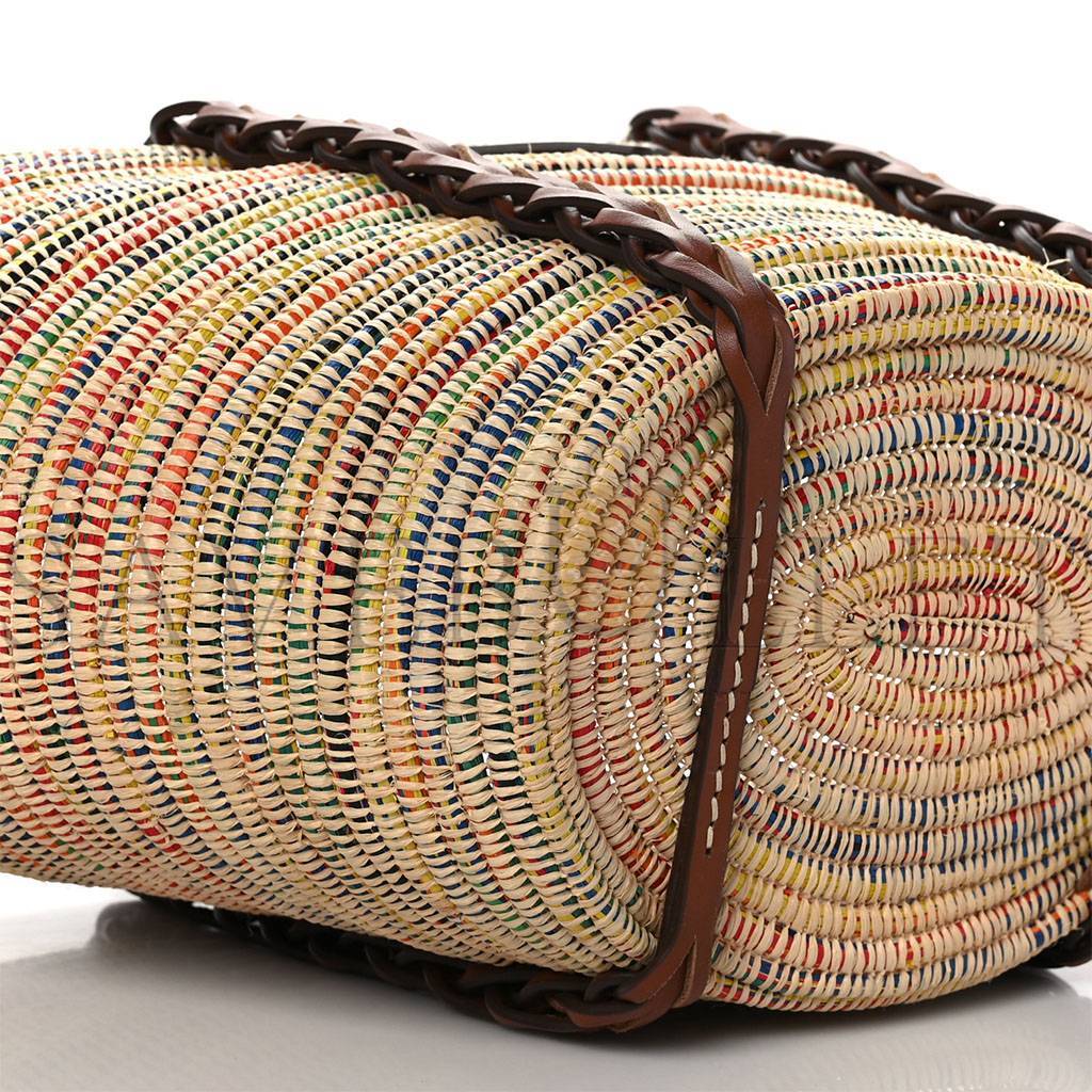 Pra*a paglia vitello woven braided basket tote multicolor cognac 1bg312_2dif_f00j7_v_iom (25*25*14cm)